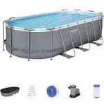 Bestway Power Steel 18' x 9' x 48" Oval Above Ground Outdoor Pool Set