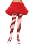 White and Red Tights - Striped Nylon Stretch Pantyhose Stocking Accessories for Every Day Attire and Costumes for Men, Women and Kids