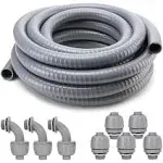 DWALE Liquid-Tight Conduit and Connector Kit, Flexible Non-Metallic Electrical 3/4inch 25ft Conduit, with 5 Straight and 3 Angle Fittings Included, 3/4 in. Dia.