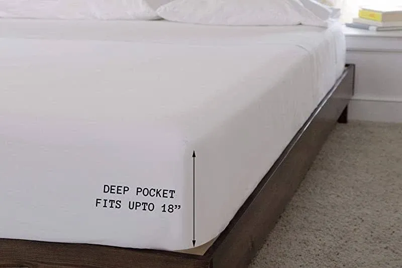 100% Cotton Percale Fitted Sheet King Size, Ivory, 1 Deep Pocket Fitted Sheet...