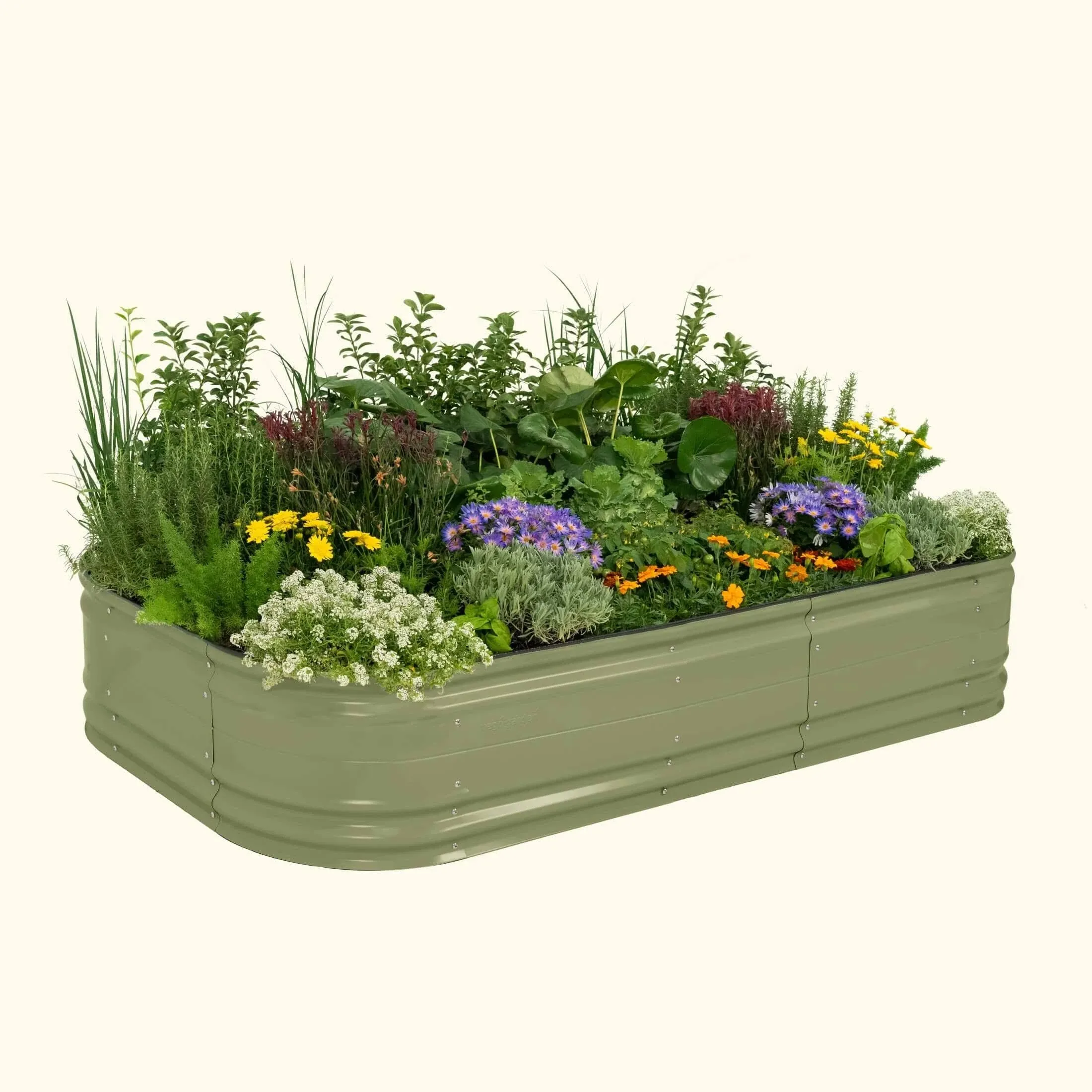 17" Tall 10 in 1 Novel Modular Metal Raised Garden Bed | Vego Garden Olive Green