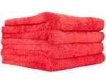 The Rag Company - Eagle Edgeless 500 (4-Pack) Professional Korean 70/30 Blend Super Plush Microfiber Detailing Towels 500GSM 16in x 16in Red