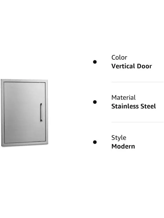 Stainless Steel BBQ Single Access Door- 16" W x 21" H -Outdoor Kitchen Single Door Reversible Open Left or Right,Flush Mount for Outdoor Kitchen Island