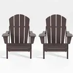 WestinTrends Outdoor Folding Poly Adirondack Chair (Set of 2), Dark Brown