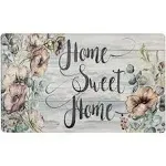 Sohome Cozy Living Home Sweet Home Floral Anti-Fatigue Kitchen Mat, Grey/Blue - 17.5"x30"