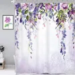 Homewelle Wisteria Floral Shower Curtain Mauve Purple Lilac 60Wx72L Inch Weep...