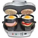 Dual Breakfast Sandwich Maker with Timer, Silver 