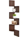 Greenco 5 Tier Wall Mount Corner Shelves Walnut Finish