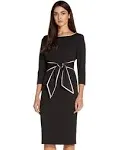 Adrianna Papell Knit Crepe Tie Dress, Black Ivory, Size: 6