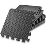 Philosophy Gym Pack of 6 Exercise Flooring Mats - 24 x 24 inch Foam Rubber Interlocking Puzzle Floor Tiles - Gray