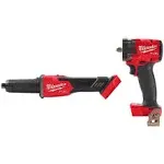 M18 Fuel 18V Lithium-Ion Brushless Cordless 1/4 in. Braking Die Grinder Slide Switch w/3/8 in. Impact Wrench