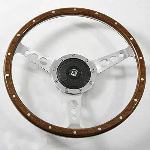 14&#039;&#039; Classic Riveted Wood Grain Steering Wheel Restoration MGB Midget Derrington