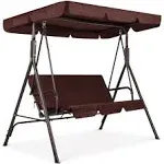 Best Choice Products 2 Person Outdoor Large Convertible Canopy Swing Glider Lounge Chair w/ Removable Cushions