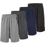 Essential Elements 4 Pack: Men's Dry-Fit Sweat Resistant Active Athletic Performance Shorts