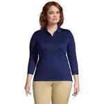 Lands' End Women's Supima Cotton 3/4 Sleeve Polo Shirt