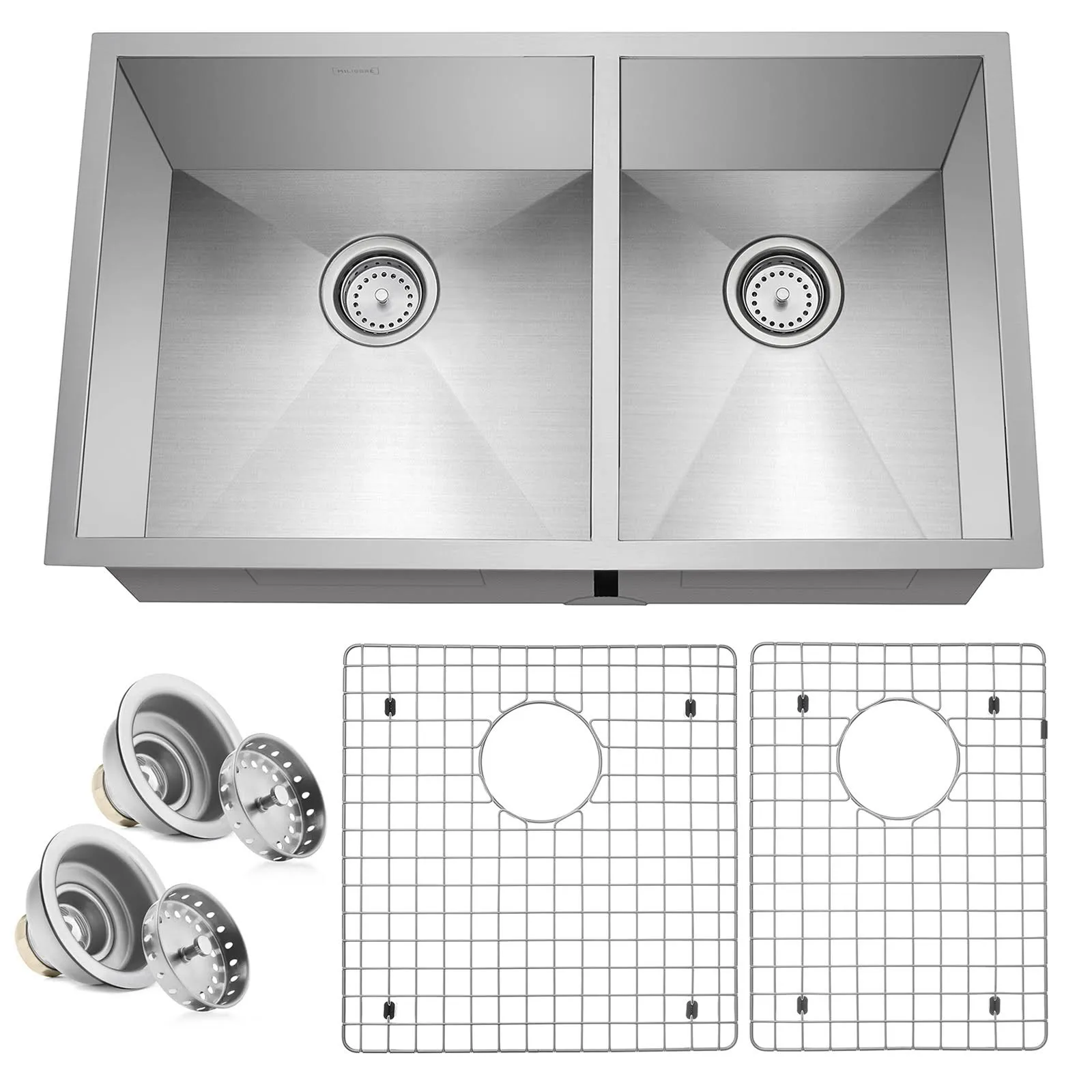 32&#034;x19&#034;x10&#034; Modern Stainless Steel 60/40 Double Bowl Undermount Kitchen Sink