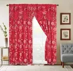 GLORY RUGS Flower Curtain Window Panel Set Luxury Curtains with Attached Valance and Sheer Backing Living Room Bedroom Dining 55x84 Each Balsam Collection