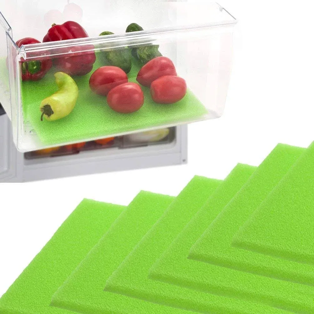 Dualplex Fruit & Veggie Life Extender Liner for Fridge Refrigerator Drawers 13 x 10.5 Inches (6 Pack) Extends The Life of Your Produce & Prevents