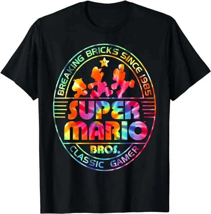 Super Mario Brick Break 85 Tie Dye Logo T-Shirt