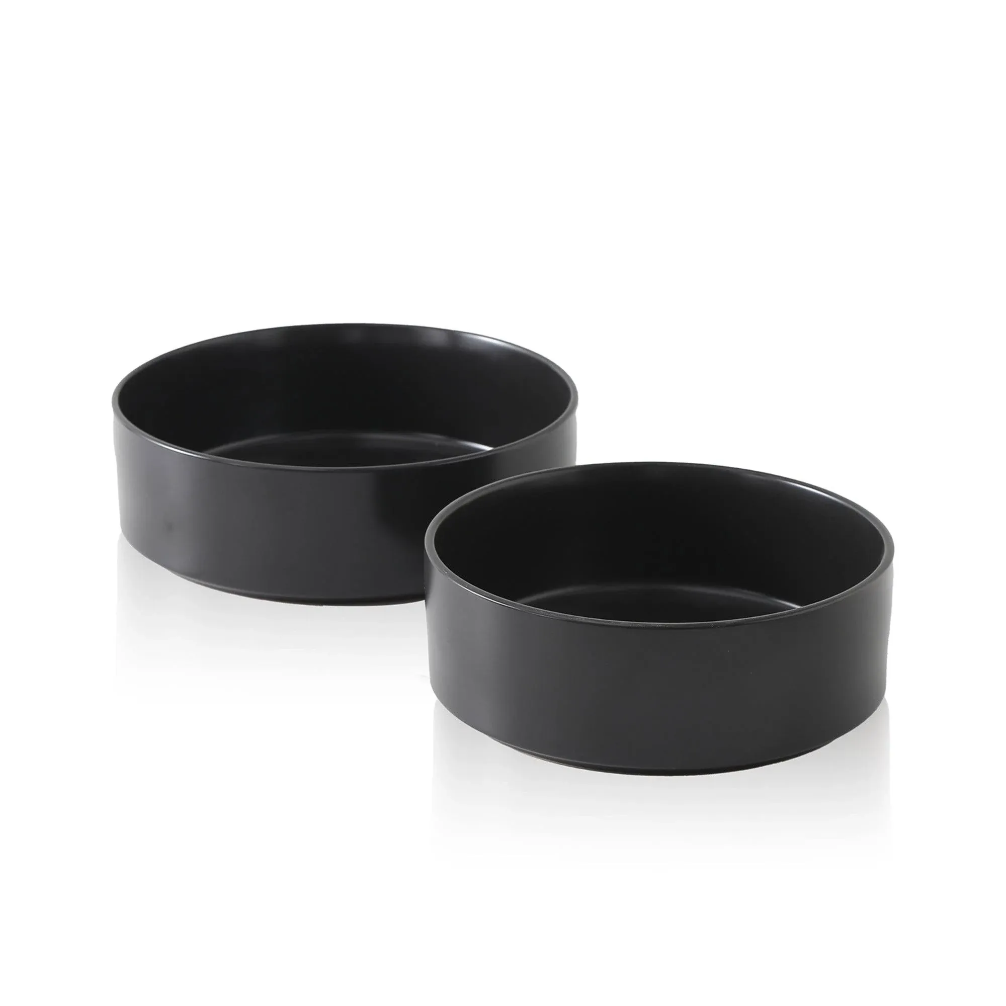 Stone lain Celina Stoneware 2-Piece High Rim Round Bowl Service Set, Black