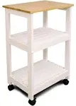 Catskill Craftsmen 81515 Utility Kitchen Cart/Microwave Stand with Natural Top, White