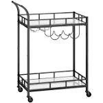 VASAGLE Bar Cart Home Bar Serving Wine Cart with 2 Mirrored Shelves