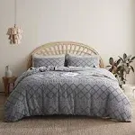 Bedsure Boho Duvet Cover Queen - Boho Bedding, Tufted Queen Duvet Cover for All Seasons, 3 Pieces Embroidery Shabby Chic Home Bedding Duvet Cover