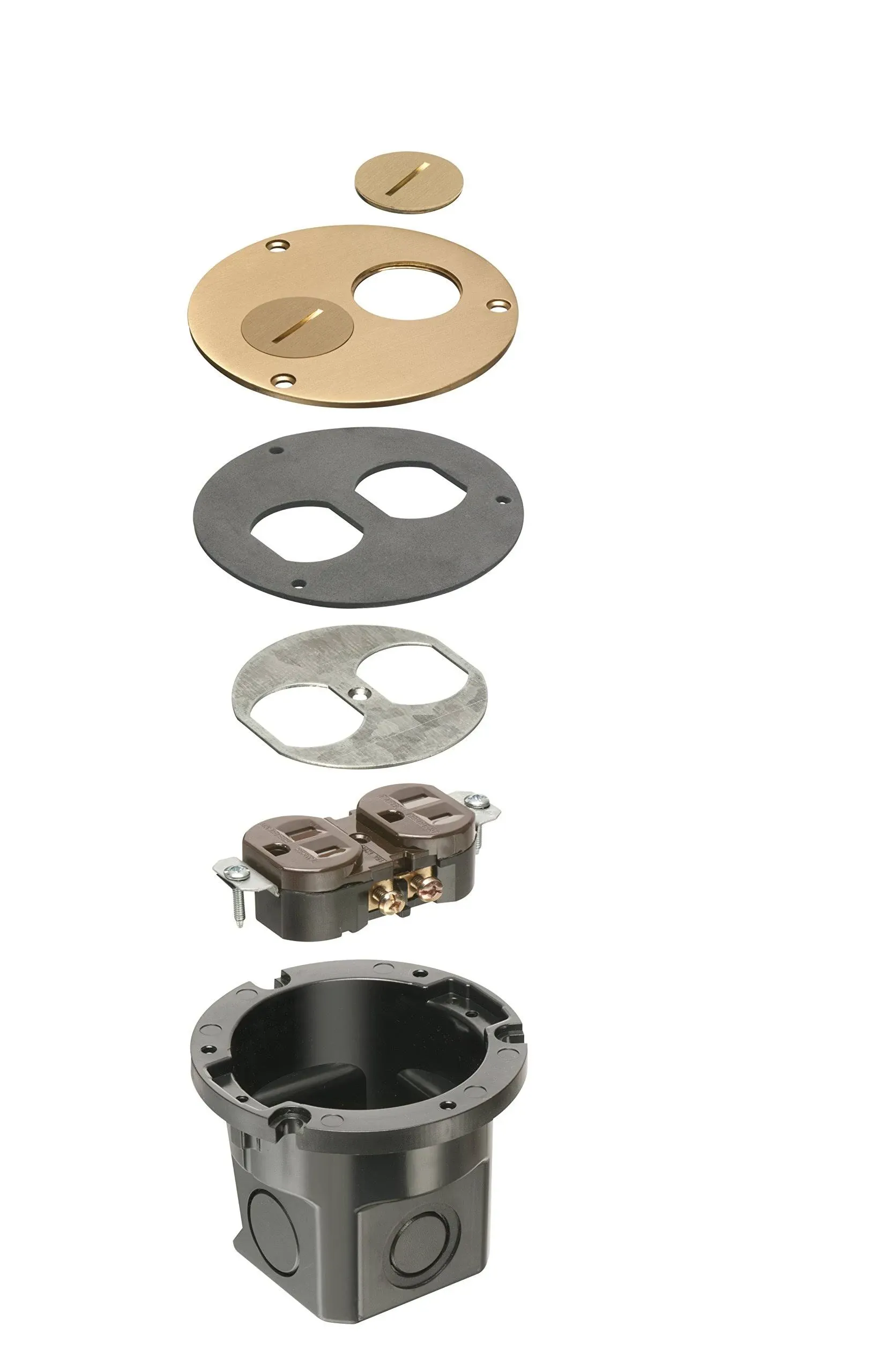 Arlington FLB3520MB-1 Round Cut Box Kit Cover and Threaded Plugs, Metallic Brass