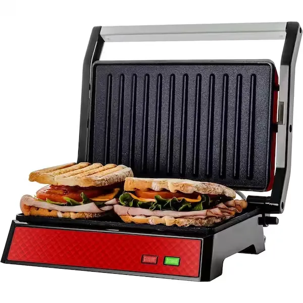 OVENTE Nickel Brushed Electric Panini Press Grill, 2-Slice, Drip Tray Included GP0620BR