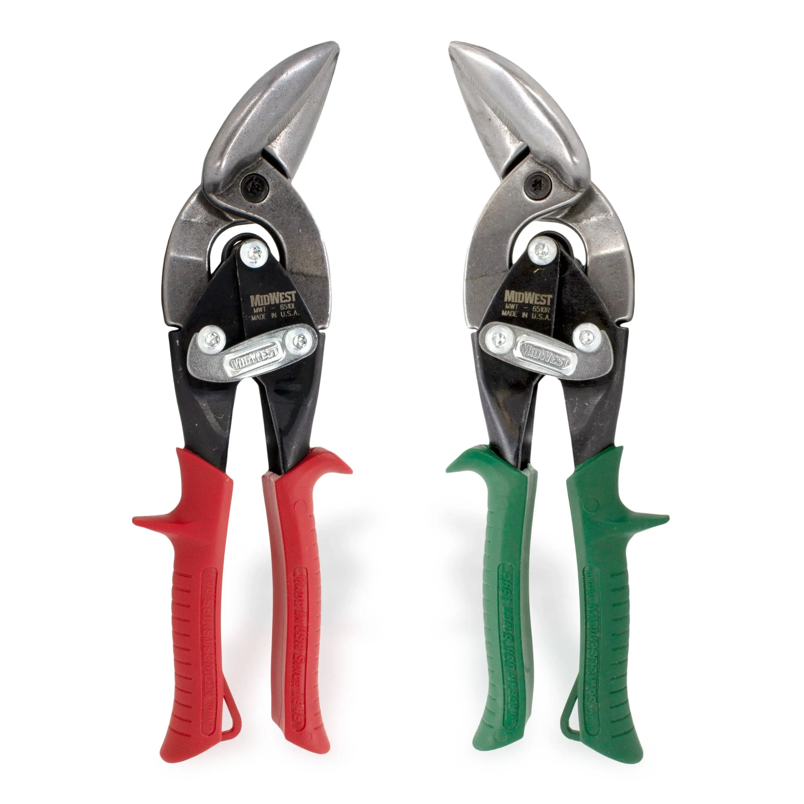 MIDWEST Aviation Snip Set - Left and Right Cut Offset Tin Cutting Shears with Fo