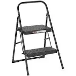 2-Step Household Folding Steel Step Stool, All Black, 7ft 11in Reach Height