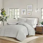 Beautyrest - Apollo 3 Piece Striped Seersucker Oversized Comforter Set - King/Cal King - Gray