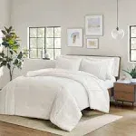 Beautyrest - Apollo 3 Piece Striped Seersucker Oversized Comforter Set - King/Cal King - Ivory