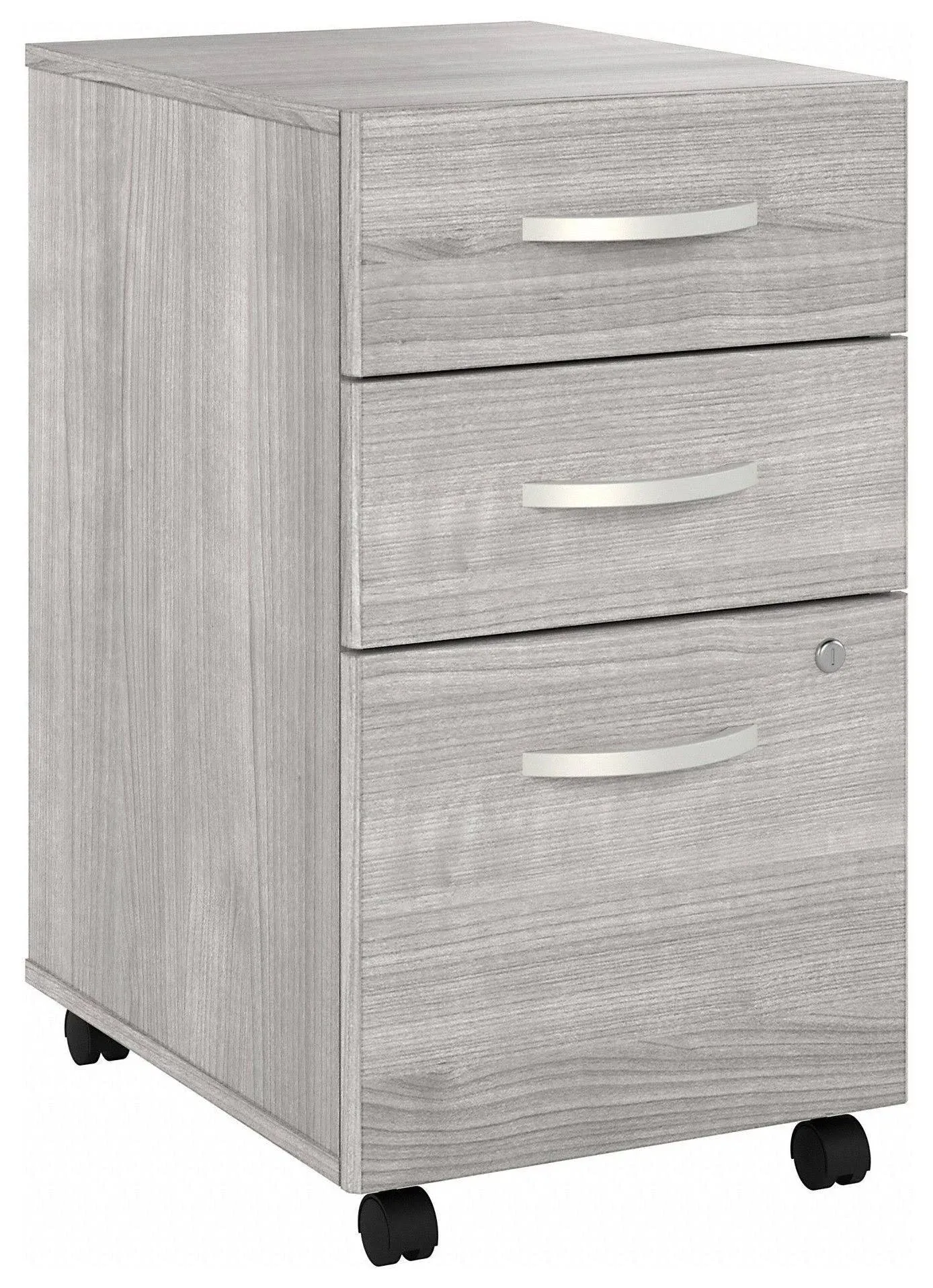 Bush Business Furniture Hybrid 3 Drawer Mobile File Cabinet - Assembled Platinum Gray