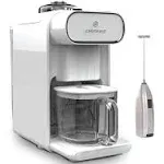 ChefWave Milkmade Non-Dairy Milk Maker with Handheld Milk Frother Silver Clear in White