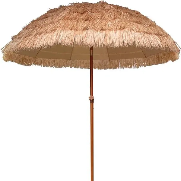 7.5Ft Hula Patio Beach Umbrella Hawaiian Style with Tilt Carry Bag, Natural Colo