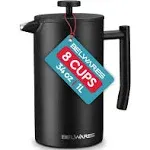 Belwares Stainless Steel Large French Press Coffee Maker Black