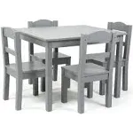 Humble Crew Kids Wood Table and 4 Chair Set Grey