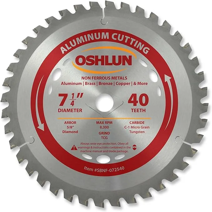 OSHLUN  SBNF-072540  7-1/4&#034; x 40T Aluminum Cutting Saw Blade