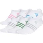 Adidas 6-pack Superlite No Show Performance Socks In Wht,blisspop,clronixgry