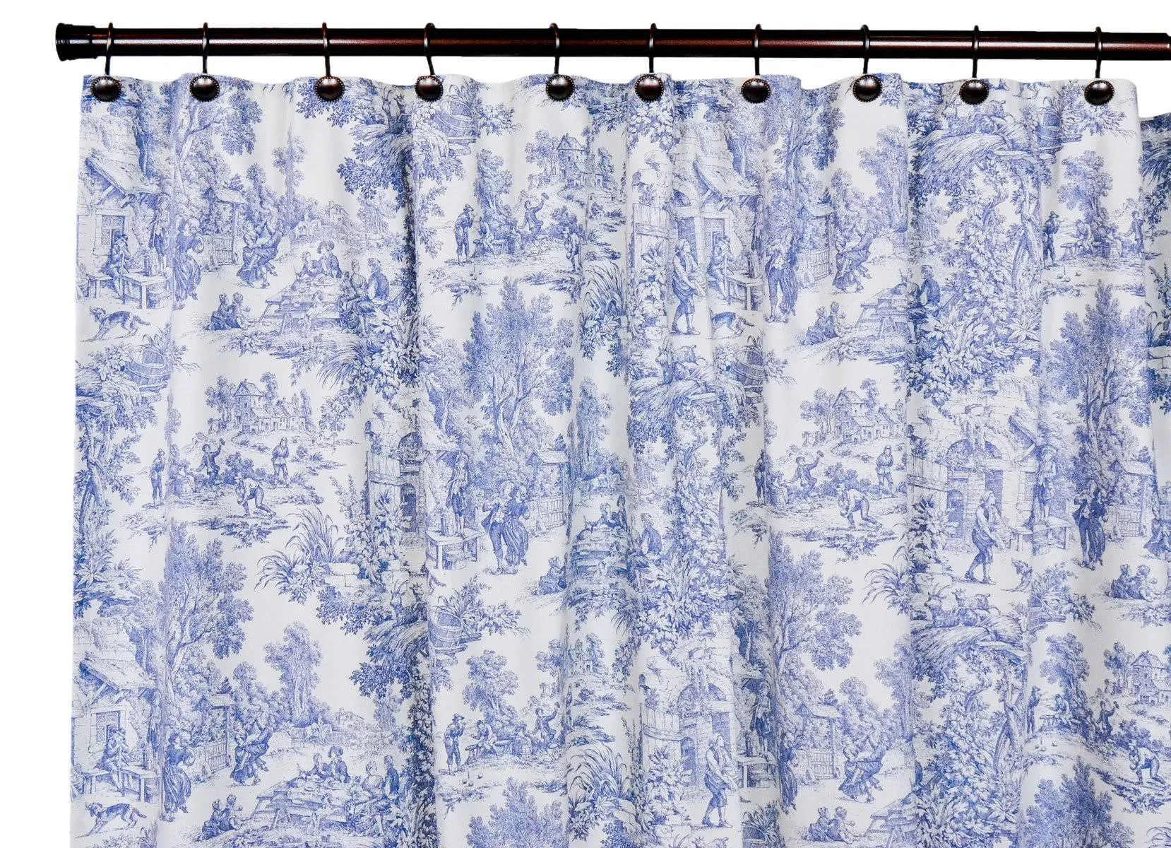 Ellis Curtain Victoria Park Cotton Toile Shower Curtain; Blue