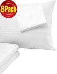 Niagara Sleep Solution 8 Pack Pillow Protectors Standard 20x26 Inches Cotton Sateen 50/50 High Thread Count Standard Zippered White Hotel Quality