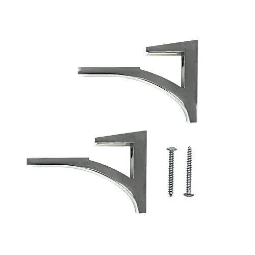 Crl Chrome Aluminum Glass Shelf Bracket For 3/8 To 1/2 Glass