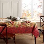 Elrene Swaying Leaves Bordered Fall Tablecloth 52"x70" Oblong / Multi