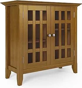 Bedford Solid Wood Low Storage Media Cabinet in Light Golden Brown