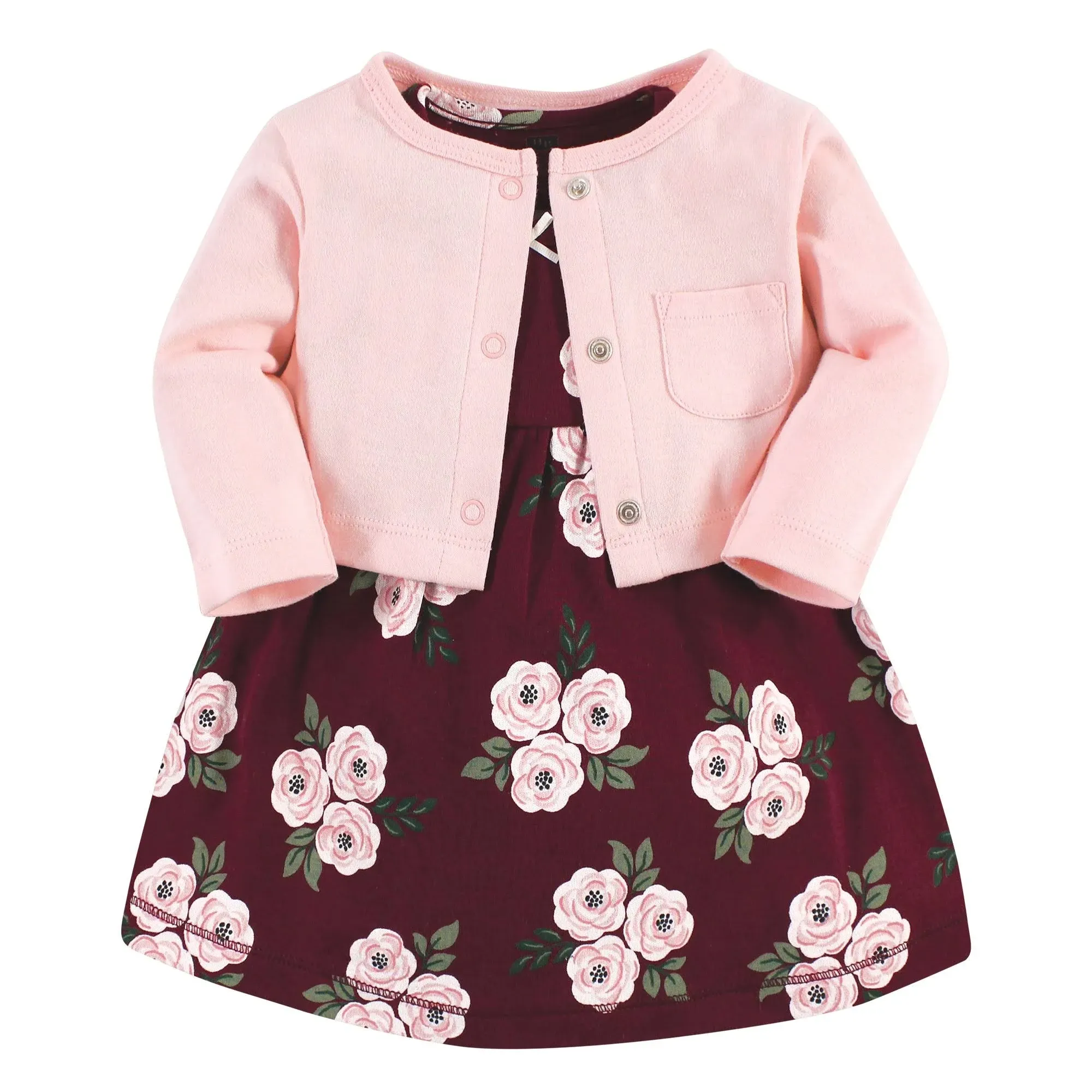 Hudson Baby Baby Girls Cotton Dress and Cardigan Set