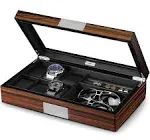 Watch Jewelry Box for Men 6 Slot Watch Box,6 Watch Case 8 Pair Cufflinks and ...