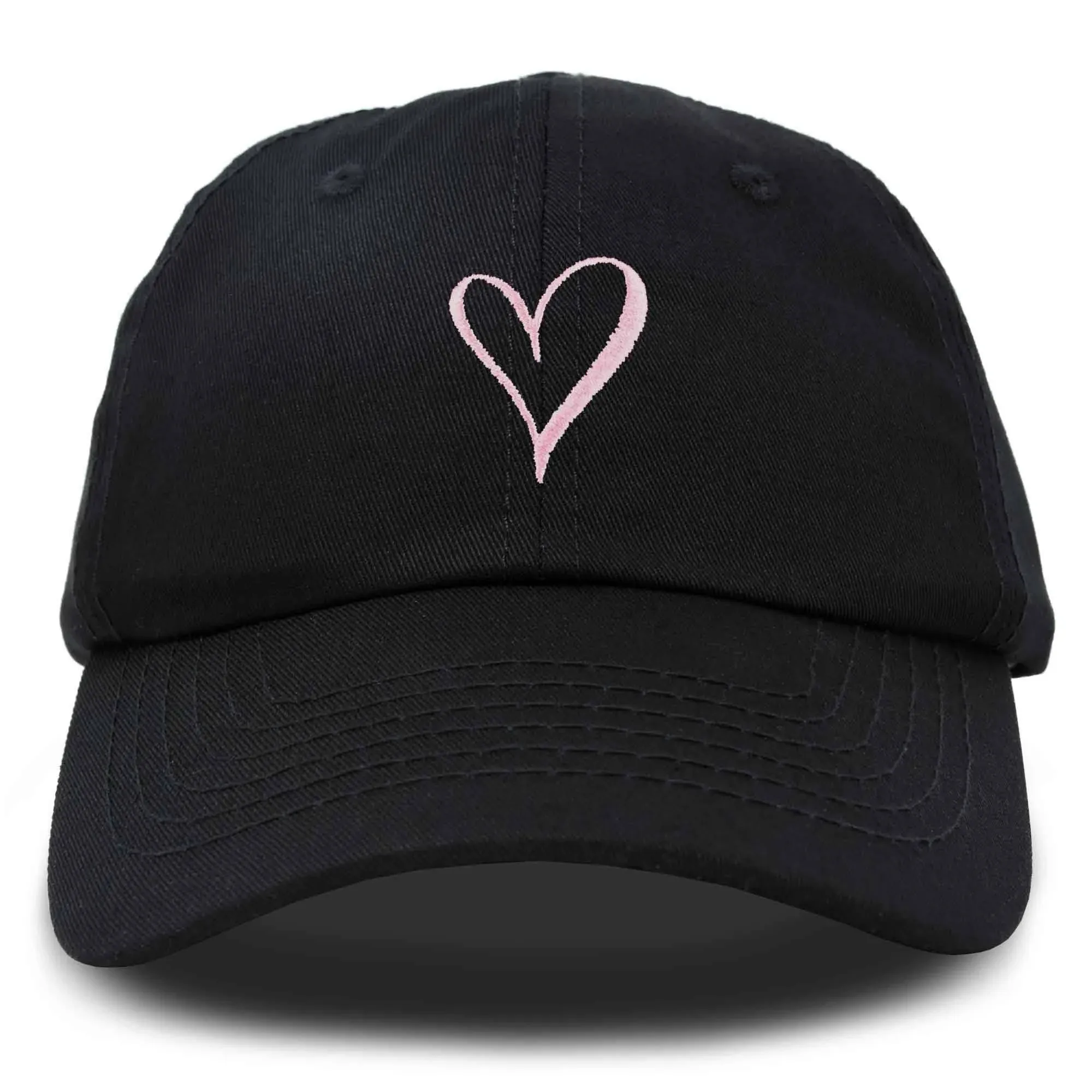 Hand Drawn Heart Hat Womens Embroidered Baseball Cap