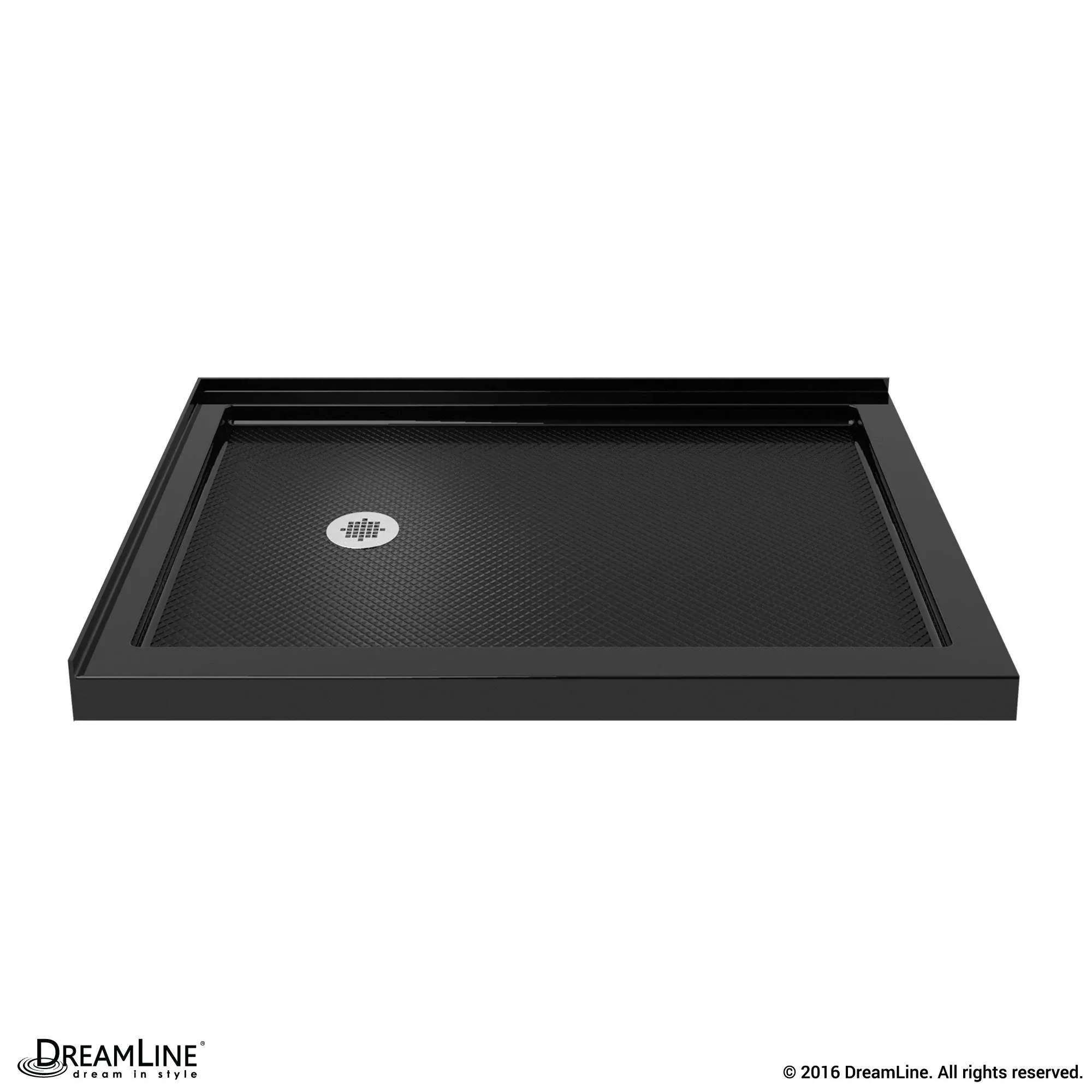 DreamLine DLT-1036541-88 Slimline 36" D x 54" W x 2 3/4" H Left Drain Double Threshold Shower Base in Black