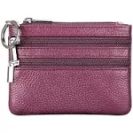 Women's Genuine Leather Coin Purse Mini Pouch Change Wallet with Keychain